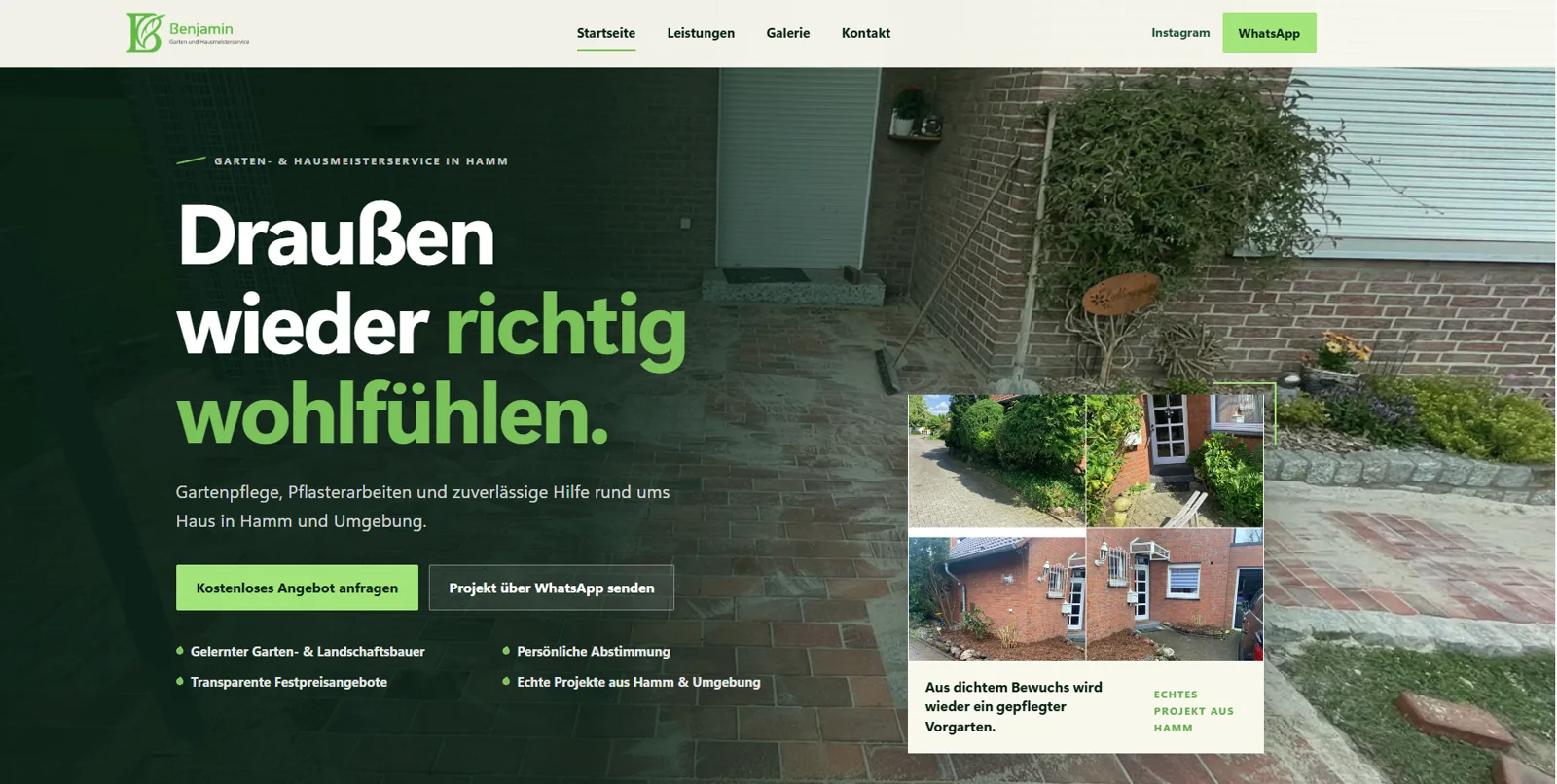 Website von Benjamin Garten- und Hausmeisterservice in Hamm