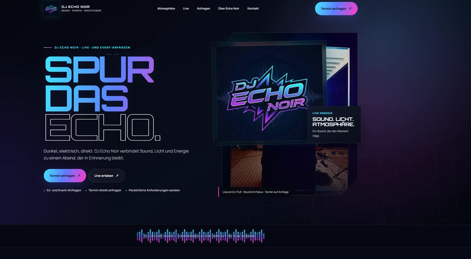 Website von DJ Echo Noir für Musik- und Event-Anfragen
