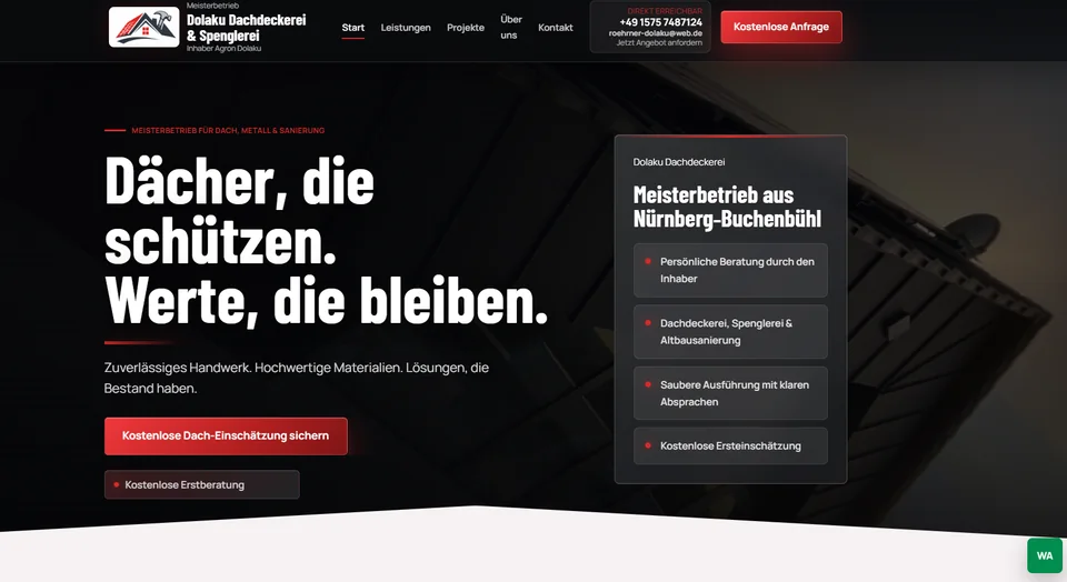 Website der Dolaku Dachdeckerei