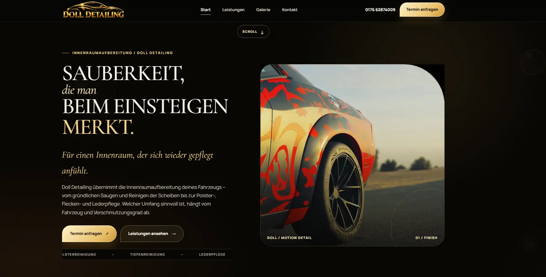 Startseite von Doll Detailing für professionelle Fahrzeugaufbereitung