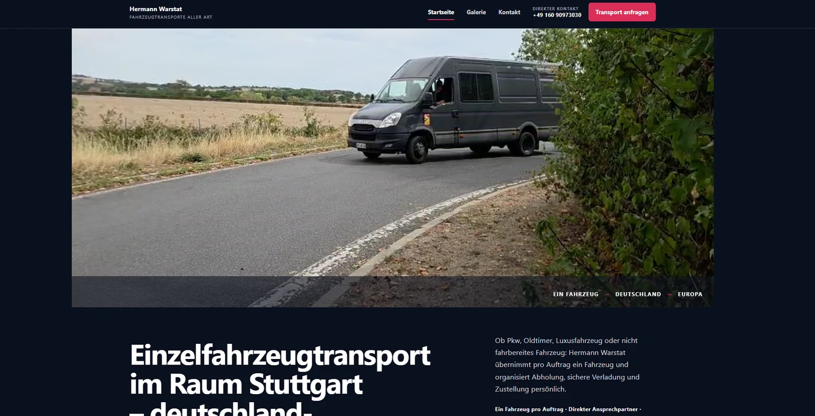 Website von Fahrzeugtransporte aller Art Stuttgart