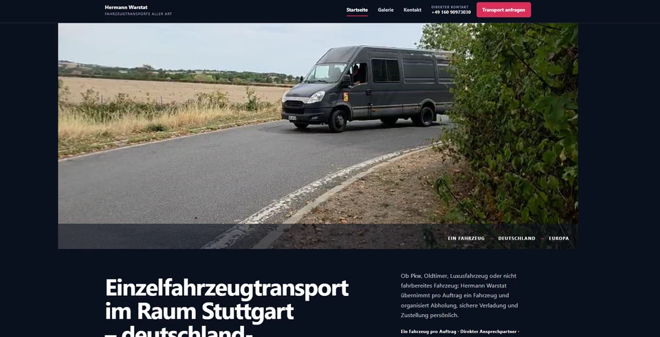 Pagina de pornire a lui Fahrzeugtransporte aller Art Stuttgart