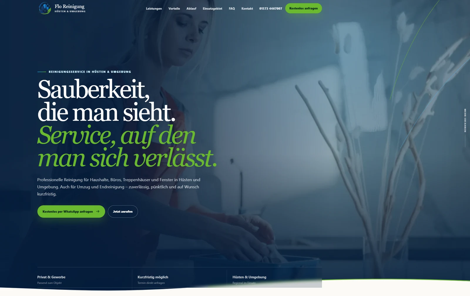 Website von Flo Reinigung in Hüsten und Umgebung