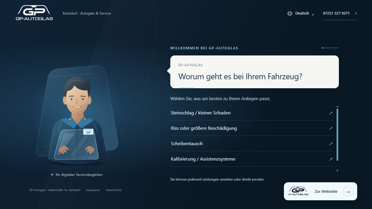 Interaktive Beratung auf der Website von GP-Autoglas