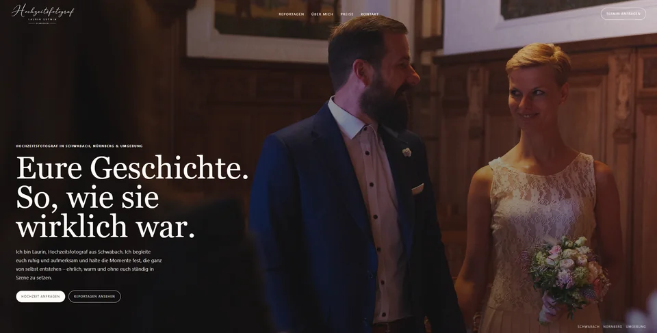 Website des Hochzeitsfotografen Laurin Gutwin