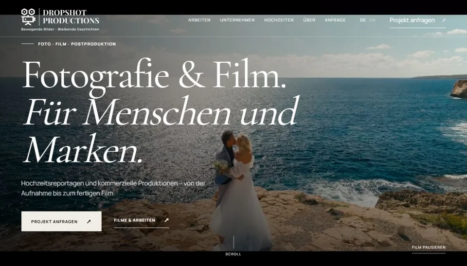 Dropshot Productions — Ansicht der neuen Website
