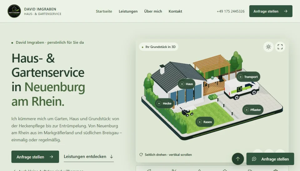 Haus- & Gartenservice Imgraben — Ansicht der neuen Website