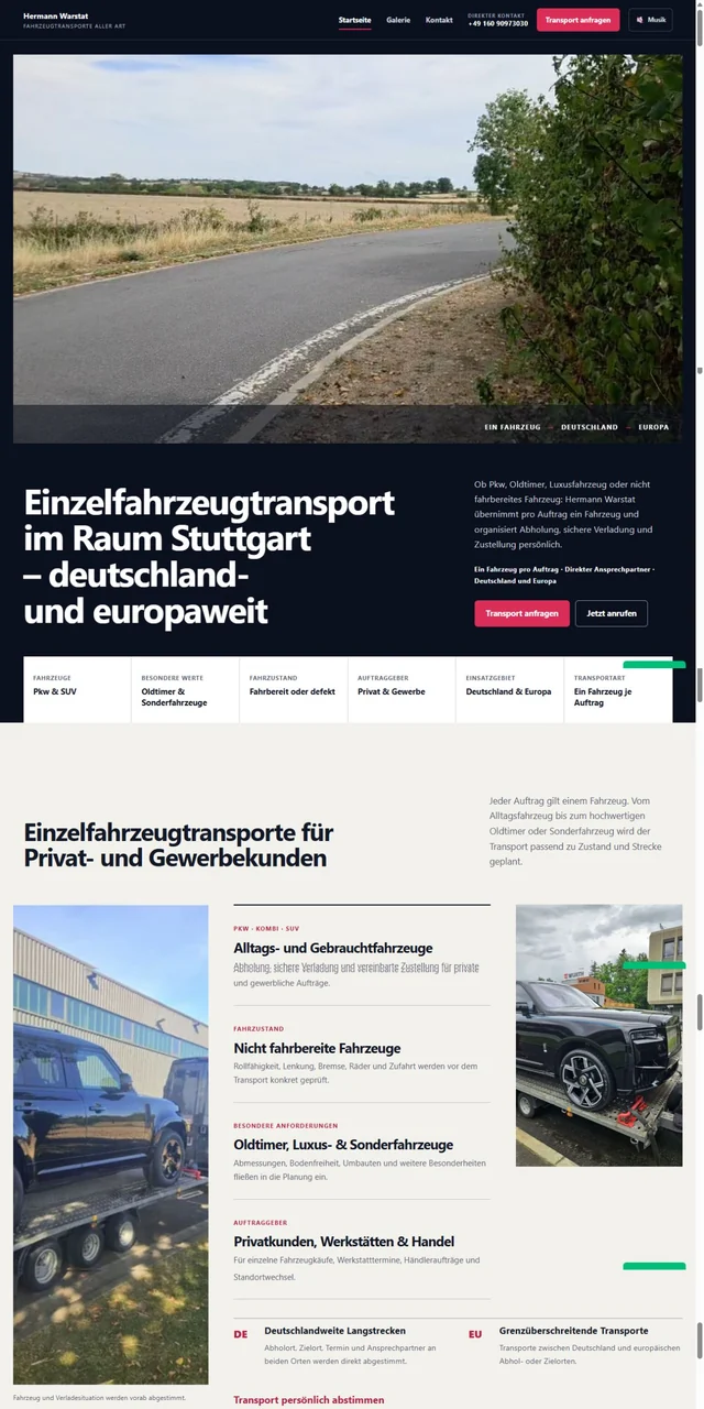 Startseite von Fahrzeugtransporte aller Art Stuttgart