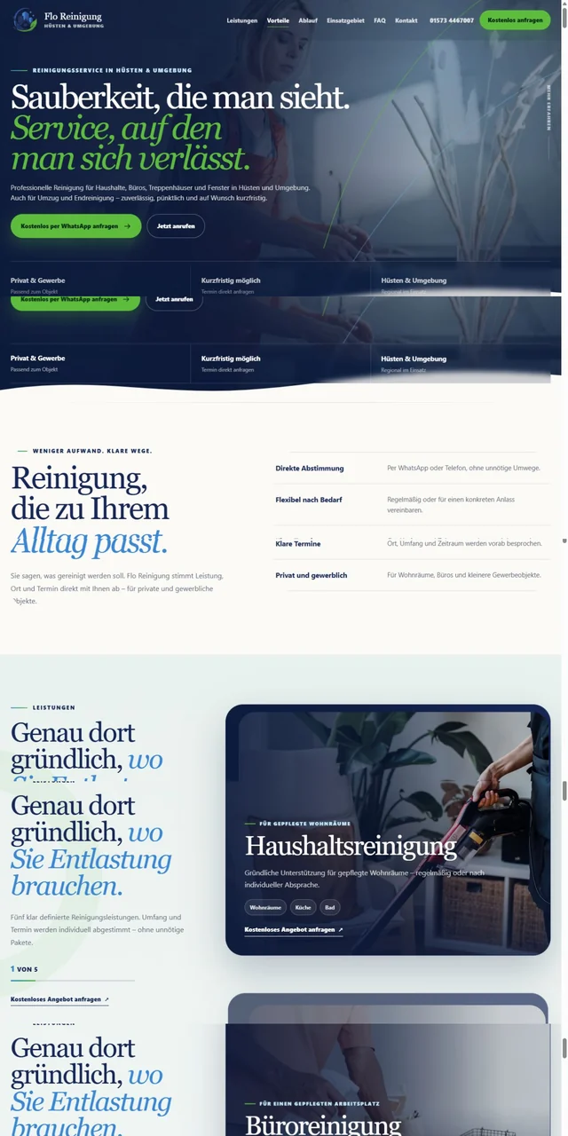 Startseite von Flo Reinigung in Hüsten und Umgebung