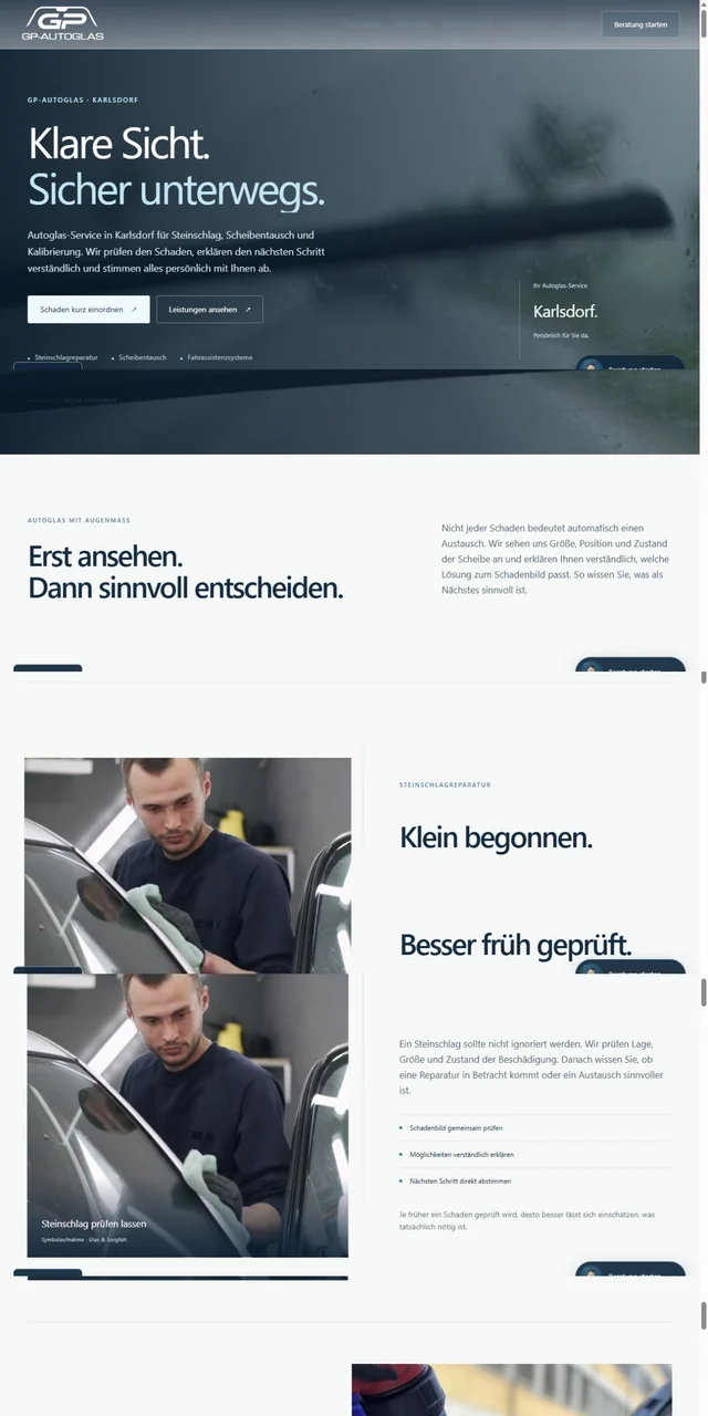 Interaktive Beratung auf der Website von GP-Autoglas