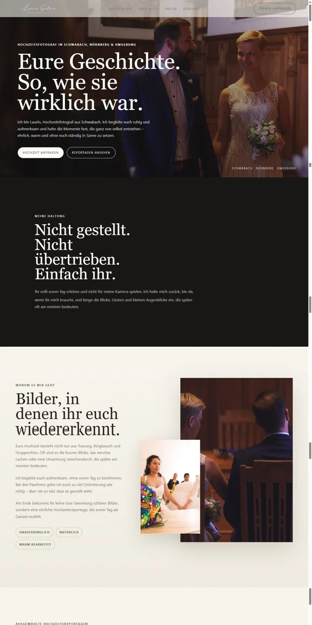 Website von Hochzeitsfotograf Laurin Gutwin