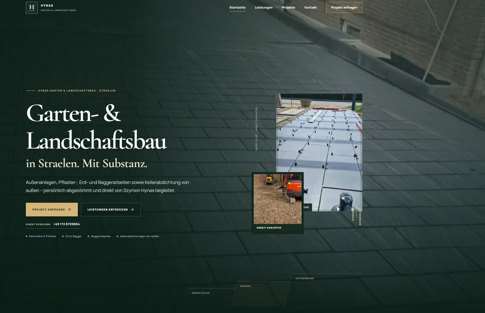Website von Hynas Garten und Landschaftsbau in Straelen