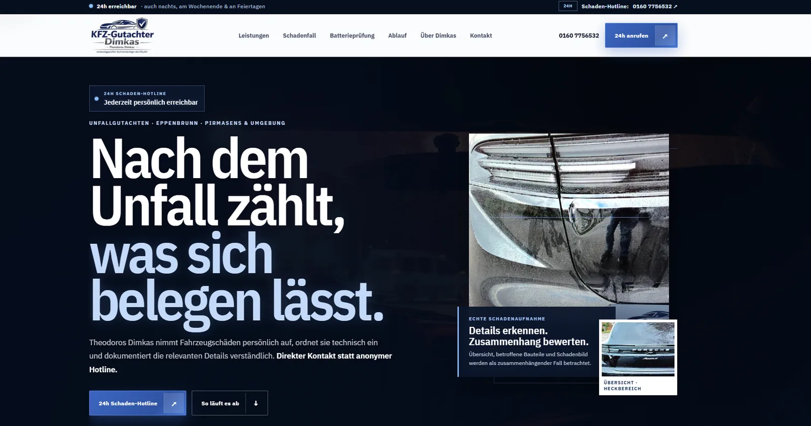 Website des KFZ-Gutachters Dimkas für Pirmasens und Umgebung