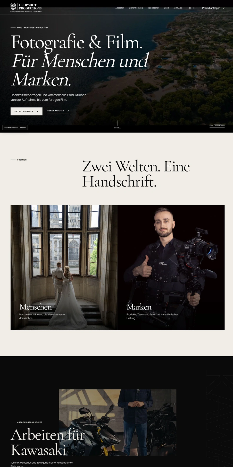 Website von Dropshot Productions