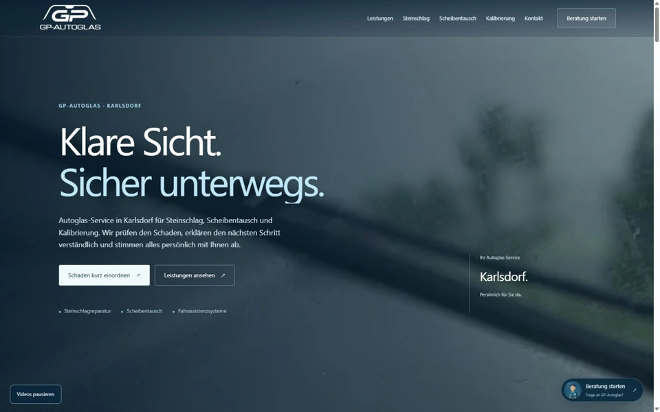Interaktive Beratung auf der Website von GP-Autoglas