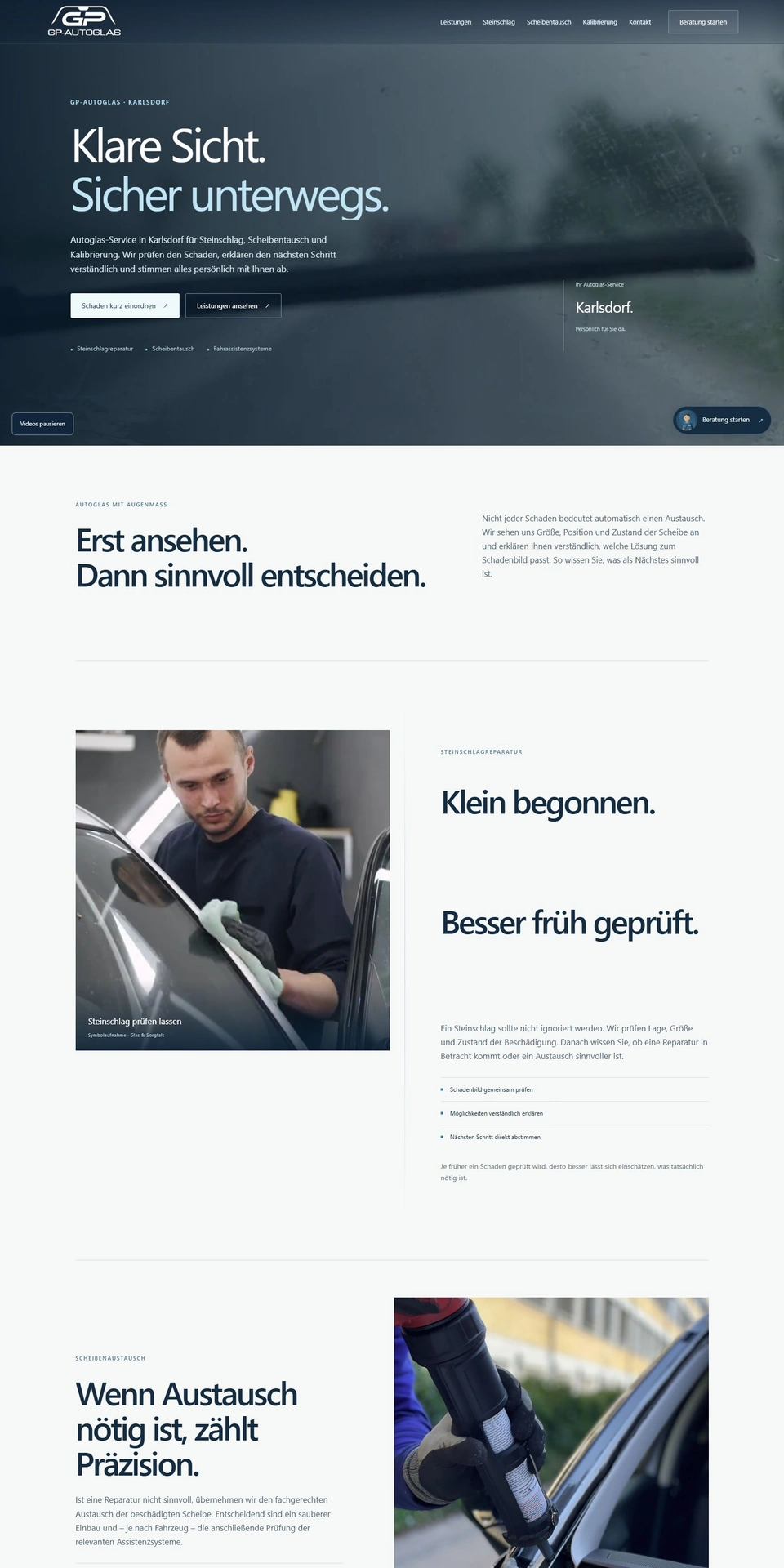 Interaktive Beratung auf der Website von GP-Autoglas