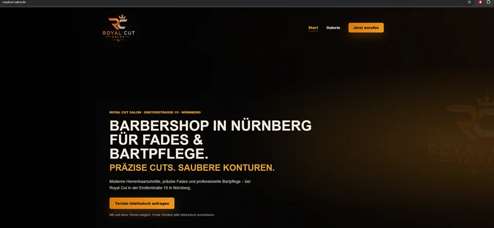 Website des Royal Cut Salons